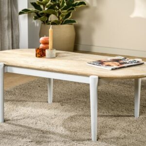 Coffee table Mango Wood oval golden pure 120x60x40