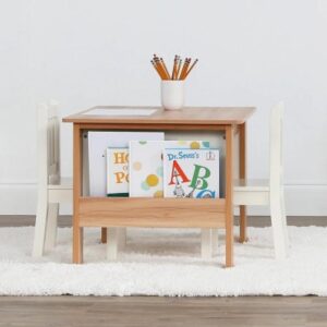 Journey Boekenrek Tafel + 2 Stoelen met Boekenopslag Naturel/Wit