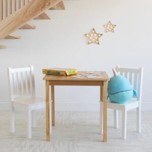 Journey Kinder Houten Tafel + 2 Stoelen Set Vierkant Naturel/Wit