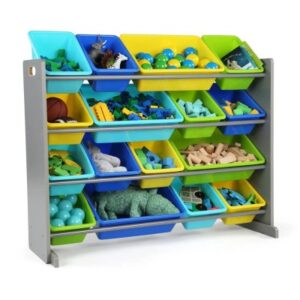 Elements Supersized XL Grijs/Blauw 16-Bin Speelgoedorganizer