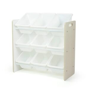 Hampton Sandwashed Speelgoedorganizer met 9 Plastic Bakken